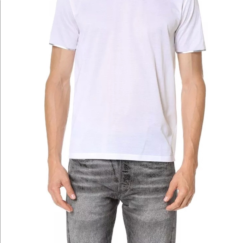 - Calvin Klein Collection Man’s White T-Shirt w Slvr